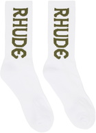 Rhude White Vertical Socks