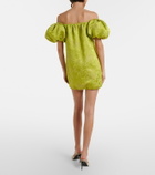 Saint Laurent Embroidered duchess satin minidress