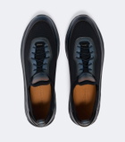 Santoni Leather-trimmed knitted sneakers