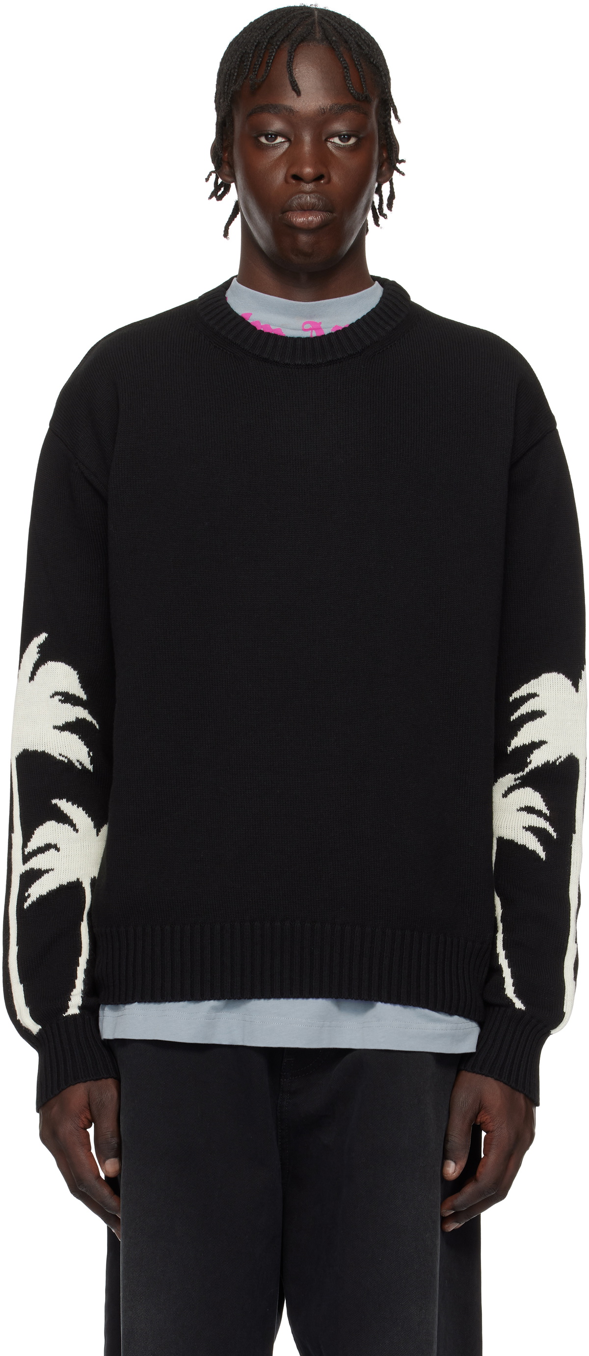 Palm Angels Black Palms Knit Sweater Palm Angels