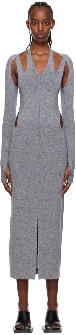 dion lee grey dress Dion Lee Reflective Interlocking-Weave Midi Dress - Grey