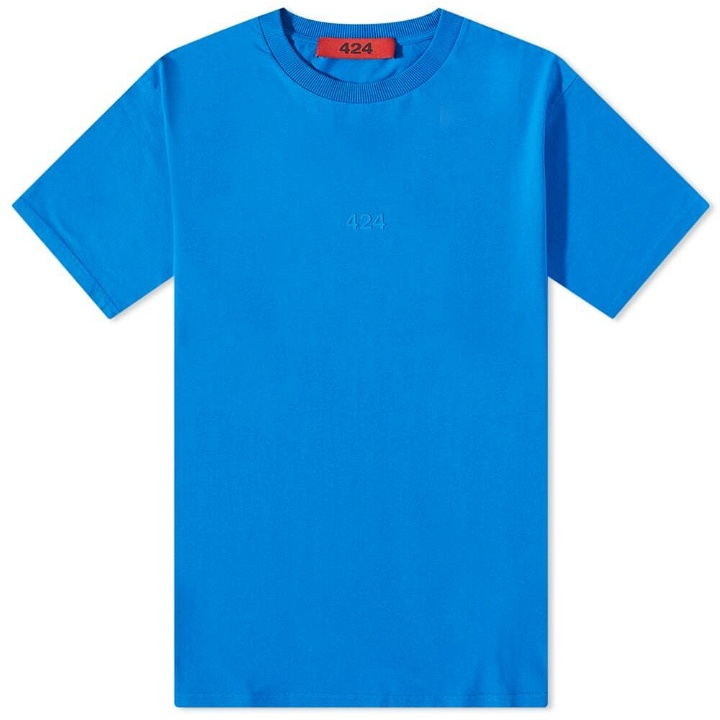 Photo: 424 Men's Tonal Embroidery Logo T-Shirt in Light Blue