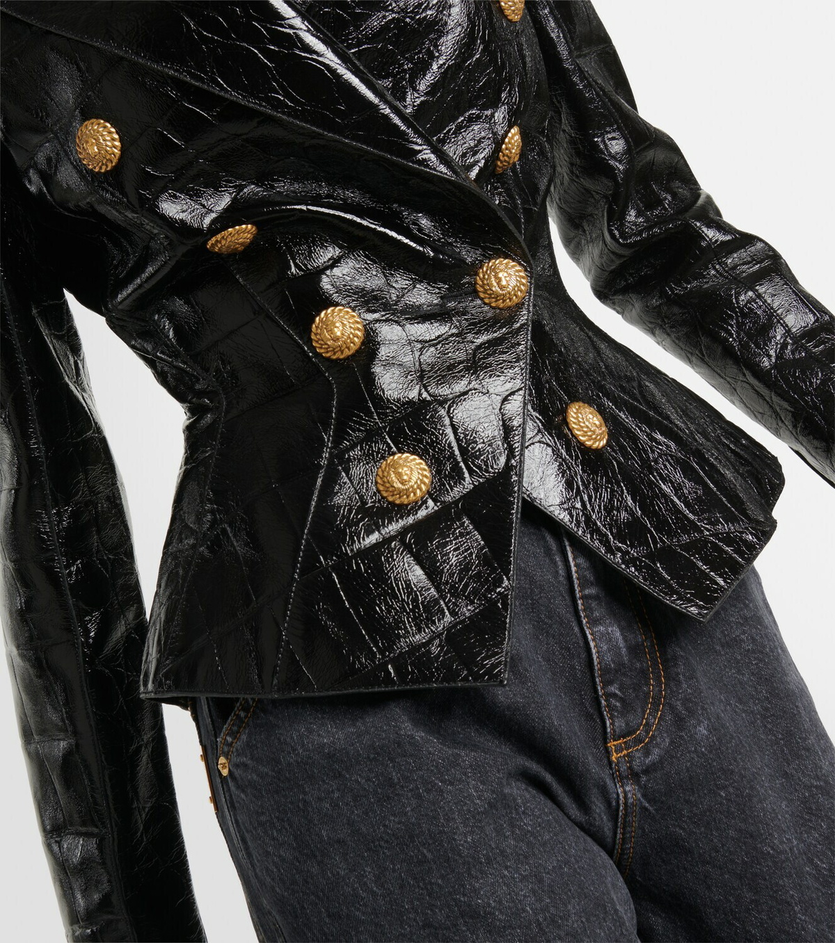 Balmain Croc-effect leather blazer Balmain