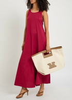 Max Mara Gathered-back Cotton-blend Maxi Dress Burgundy
