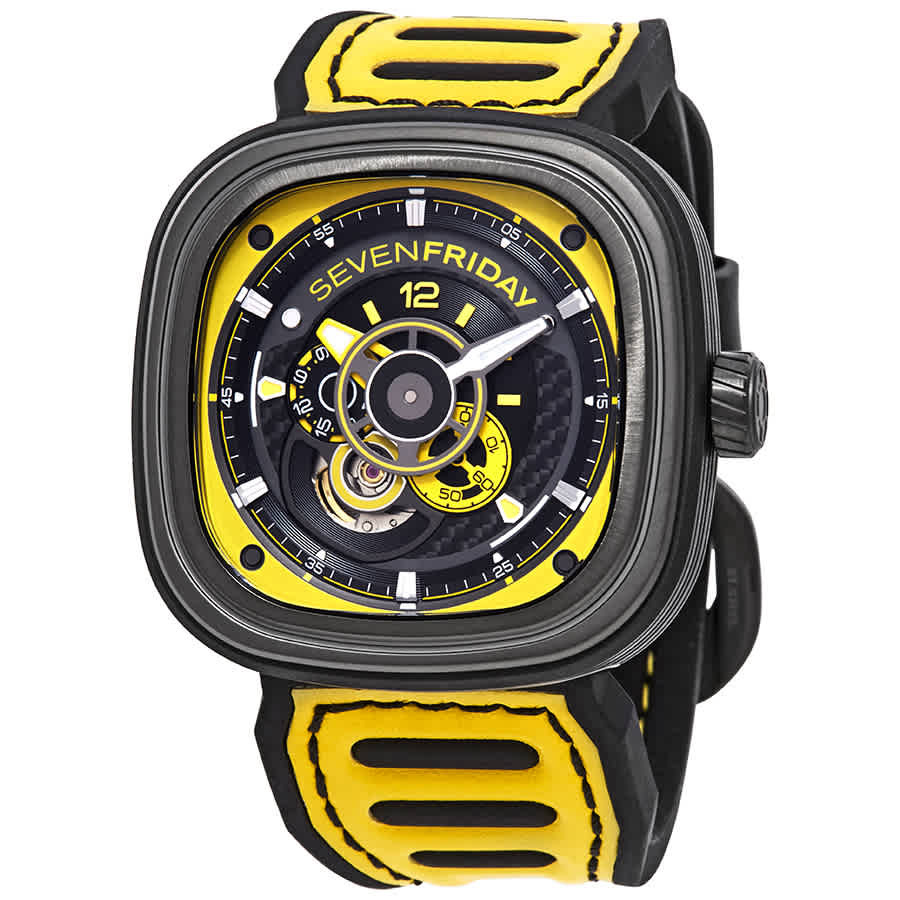SevenFriday Racing Team Automatic Yellow Skeleton Dial Mens Watch P3B/03