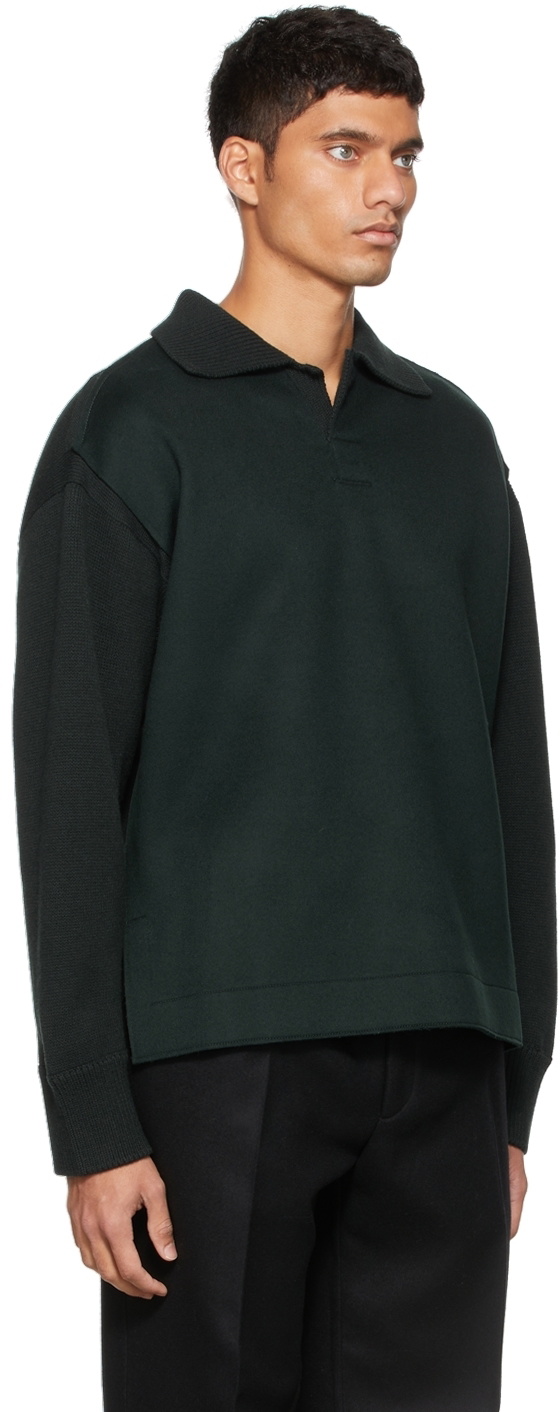 Ermenegildo Zegna Couture Green Wool Sweater Polo