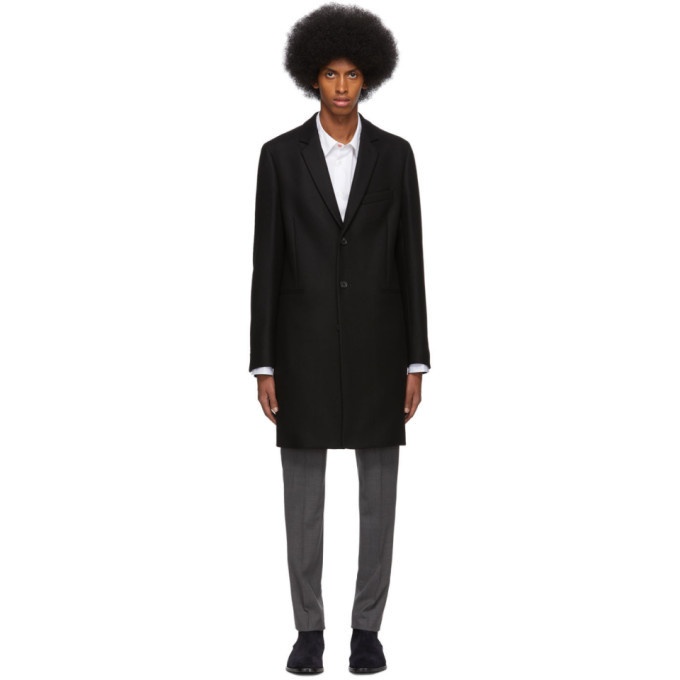 Photo: PS by Paul Smith Black Wool Single-Breasted Overcoat