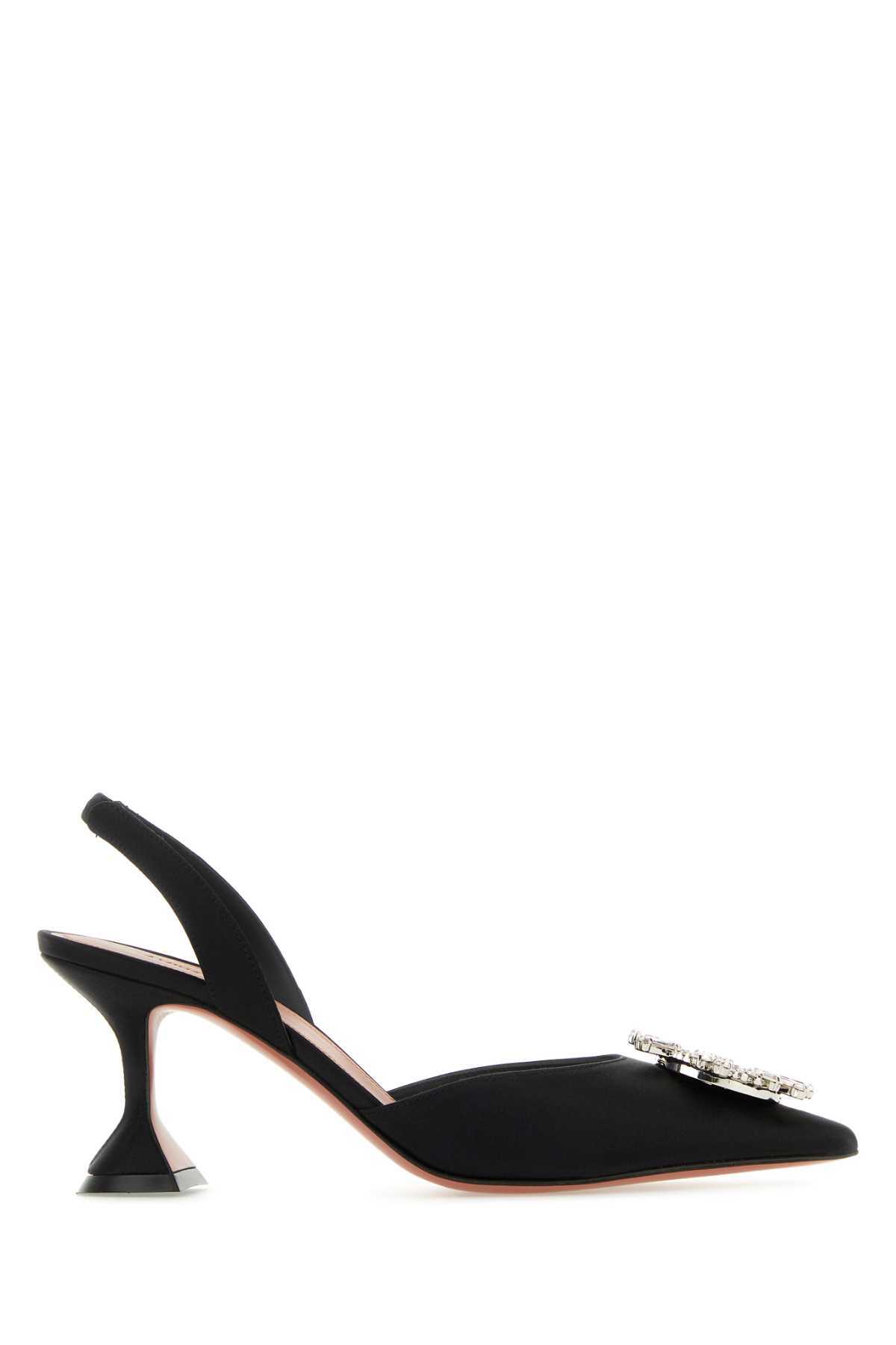 Amina Muaddi Black Satin Begum Pumps