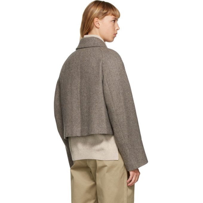 AMOMENTO Brown Wide Crop Jacket AMOMENTO