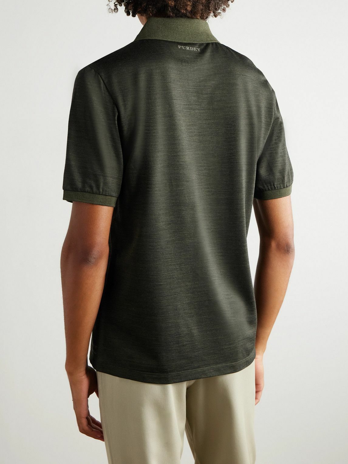 Purdey - Merino Wool and Lyocell-Blend Piqué Polo Shirt - Green