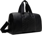 Lacoste Black Large Nomogram Leather Weekend Bag