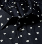 Theory - Virsko Polka-Dot Cotton-Blend Poplin Shirt - Navy