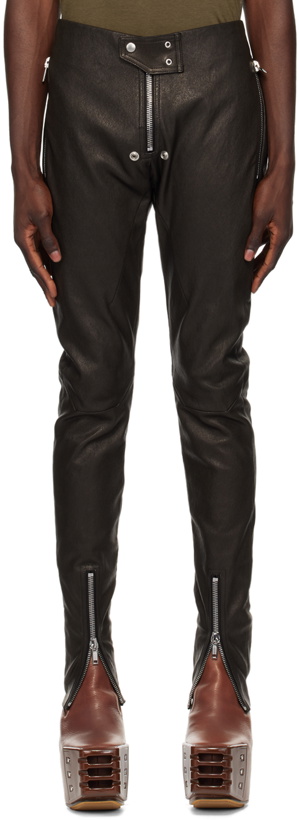Photo: Rick Owens Black Porterville Tight Gary Leather Trousers