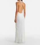 Staud Roselle beaded halterneck organza maxi dress