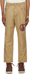 AAPE by A Bathing Ape Beige Embroidered Trousers