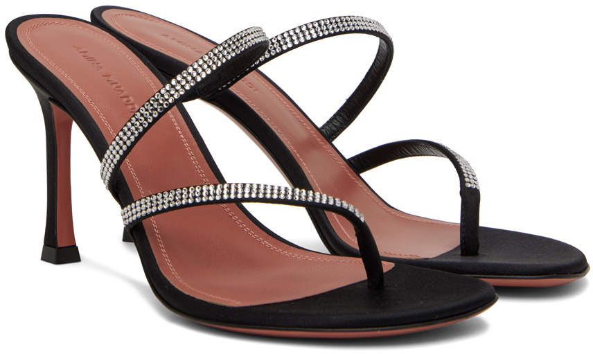 Amina Muaddi Black Fabric Platform Sandals