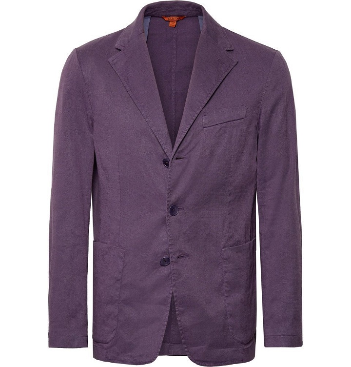 Photo: Barena - Purple Slim-Fit Unstructured Stretch Linen and Cotton-Blend Blazer - Purple
