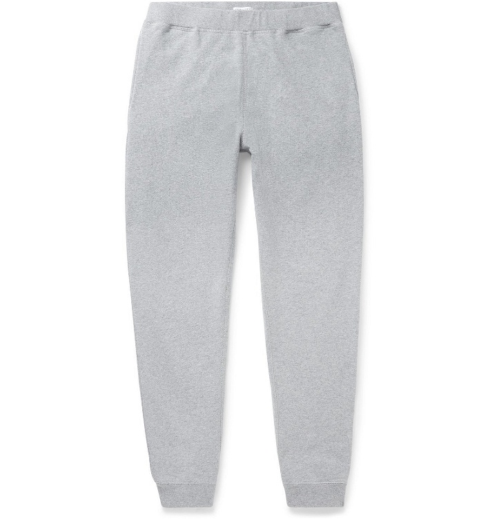 Photo: Sunspel - Slim-Fit Tapered Melangé Loopback Cotton-Jersey Sweatpants - Gray