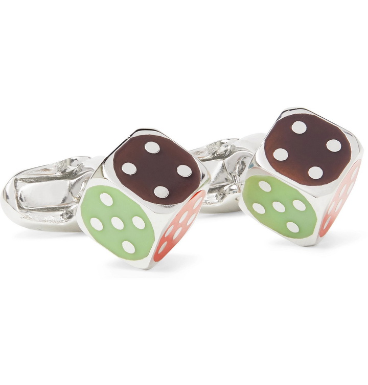 Photo: PAUL SMITH - Dice Silver-Tone and Enamel Cufflinks - Silver