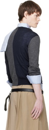 HODAKOVA Navy & Gray Knitted Patch Sweater