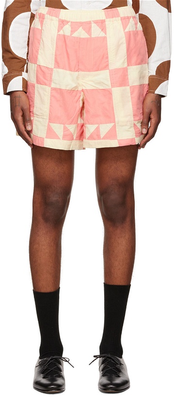 Photo: Bode Pink & Off-White Quilt Shorts