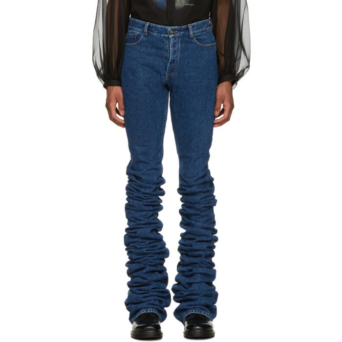 Photo: Y-Project Navy Extra Long Fold Jeans