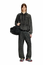Diesel Hoodie in washed cotton with Oval D embroidery - Sweaters Mens in Black