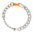 Heron Preston Silver and Orange Multichain Necklace