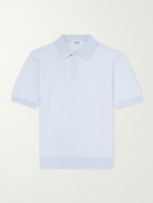 De Petrillo - Cotton-Jacquard Polo Shirt - Blue