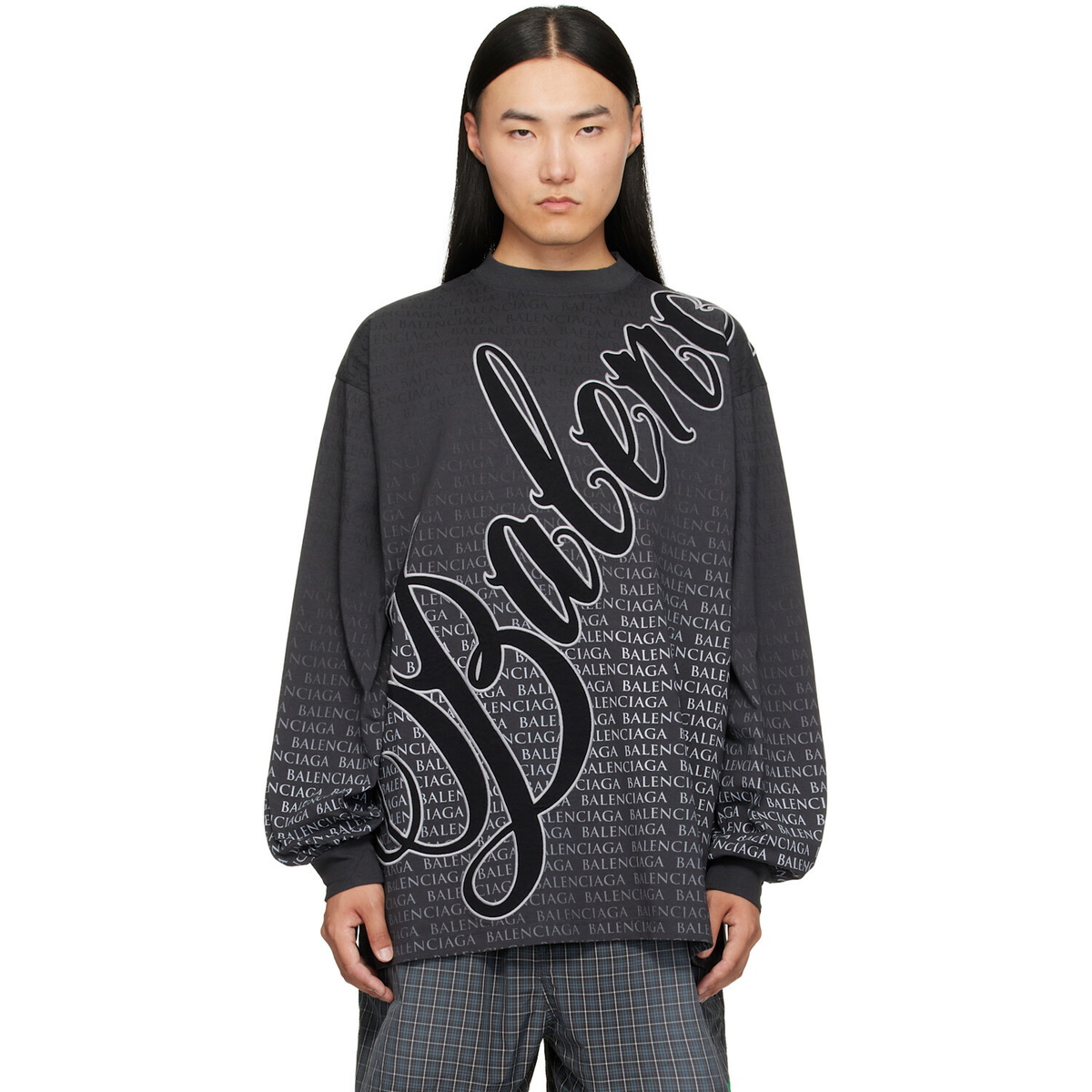 Balenciaga Men's Offshore Vintage Longsleeve T-Shirt in Faded