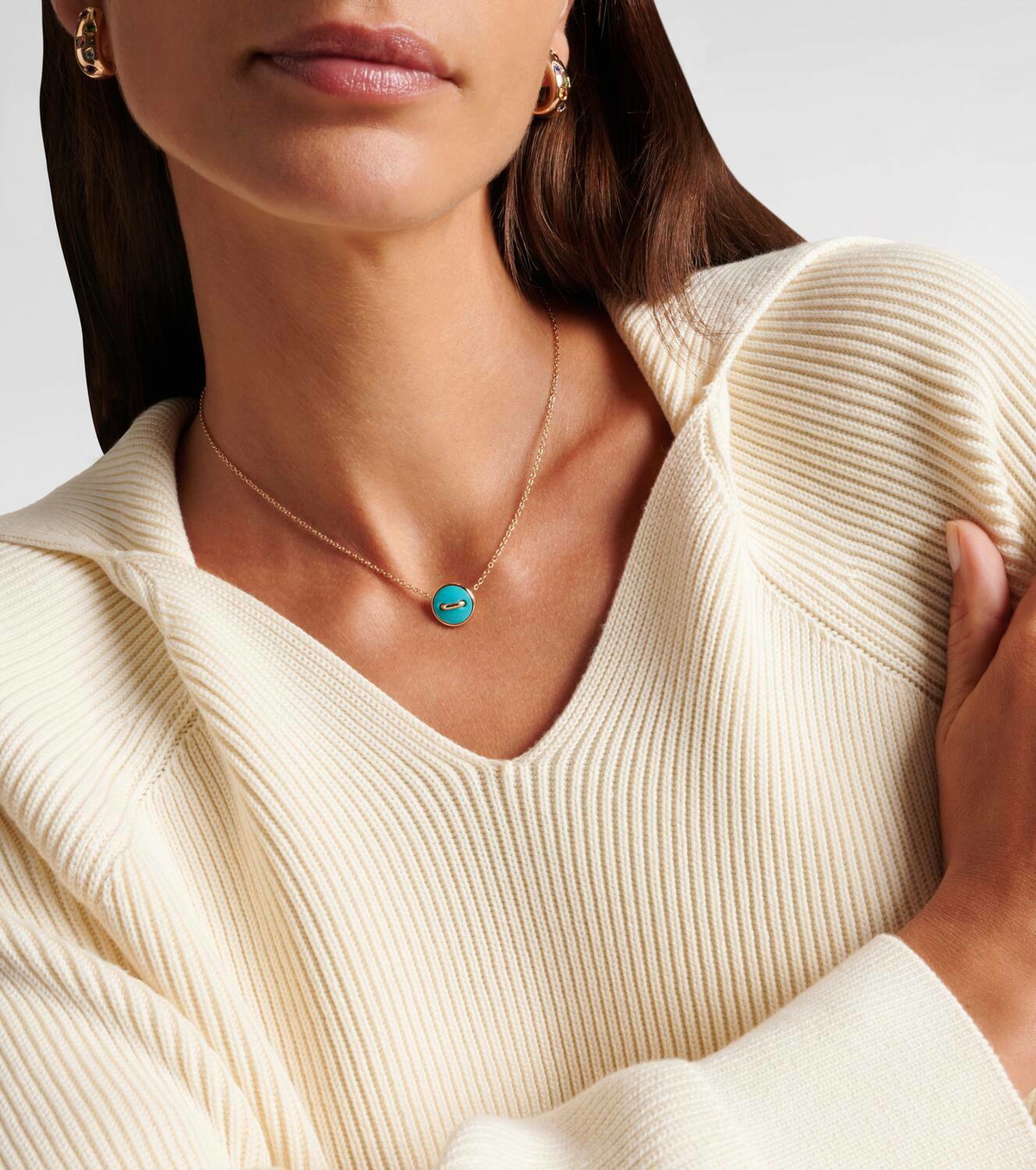 Pomellato Pom Pom Dot 18kt rose gold pendant necklace with turquoise and diamonds