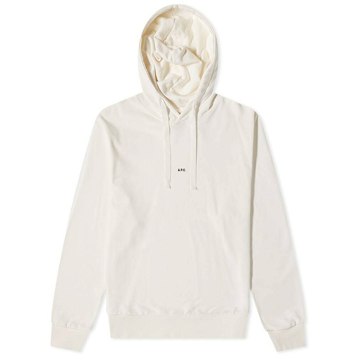 Photo: A.P.C. Men's A.P.C Larry Central Logo Hoody in White