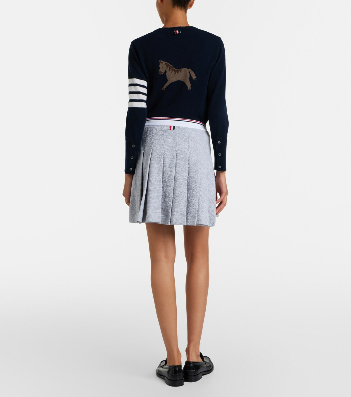 Thom Browne Pleated cotton-blend tweed miniskirt