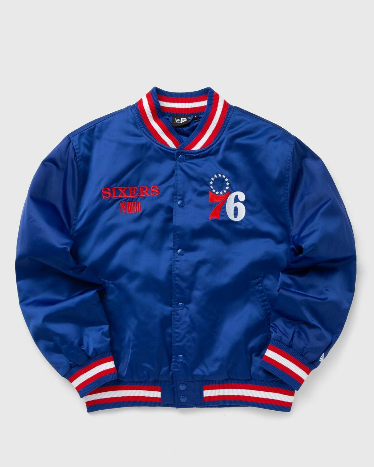 New Era Nba Satin Bomber Jckt Philadelphia 76 Ers Blue Bomber Jackets