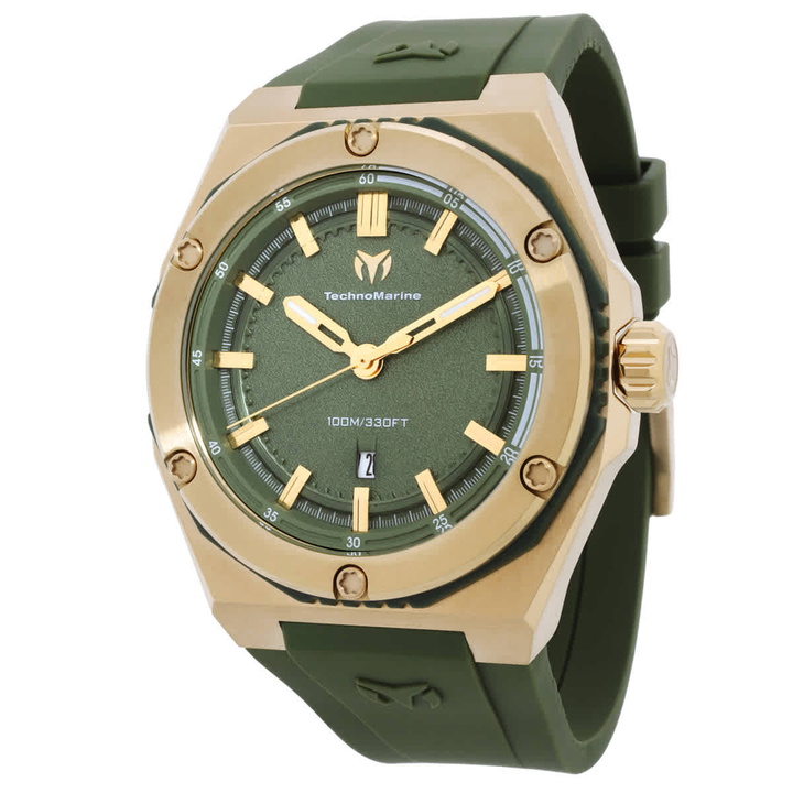 Photo: TechnoMarine Coral Quartz Olive Green Dial Mens Watch TM-416070