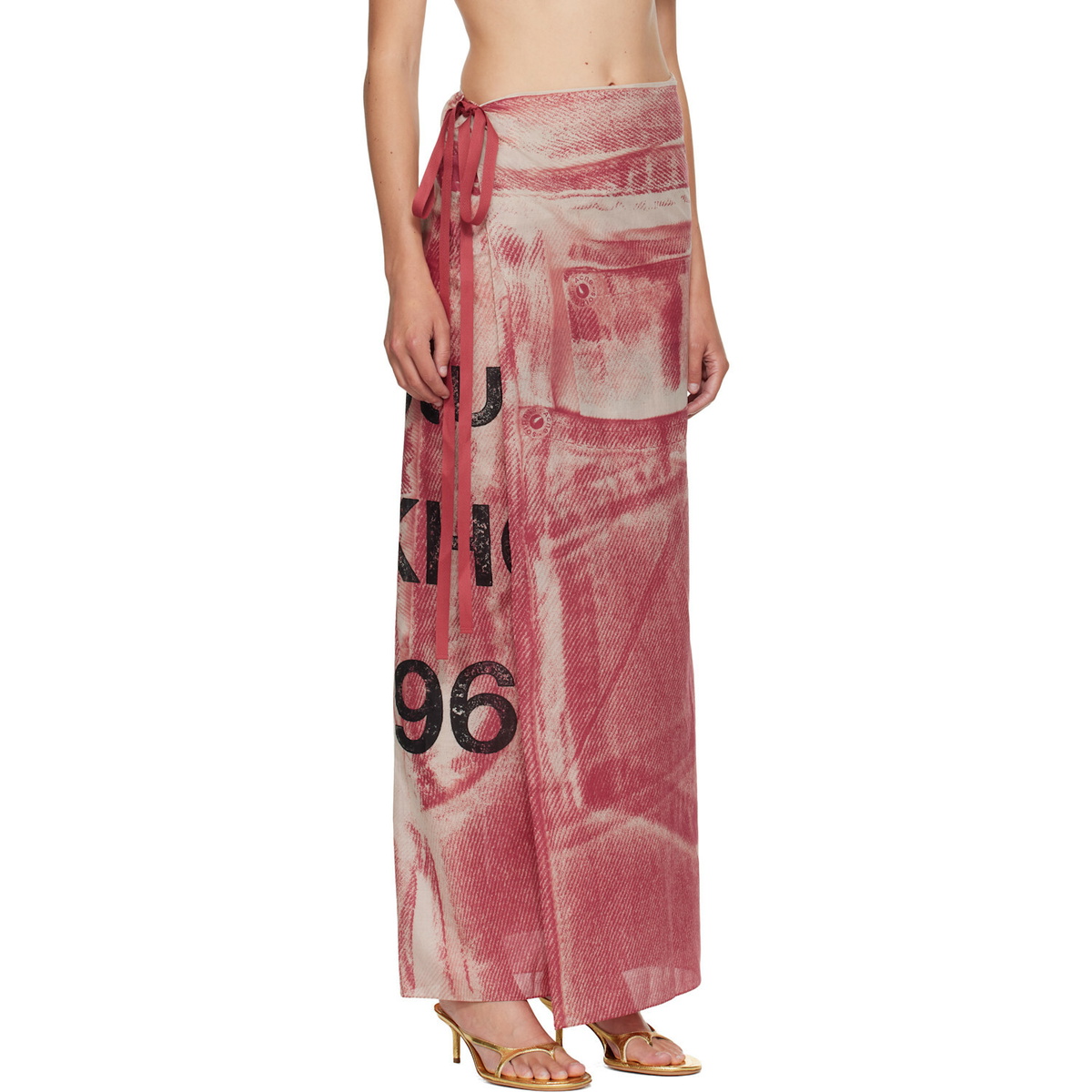 Acne Studios Pink Thin Printed Scarf