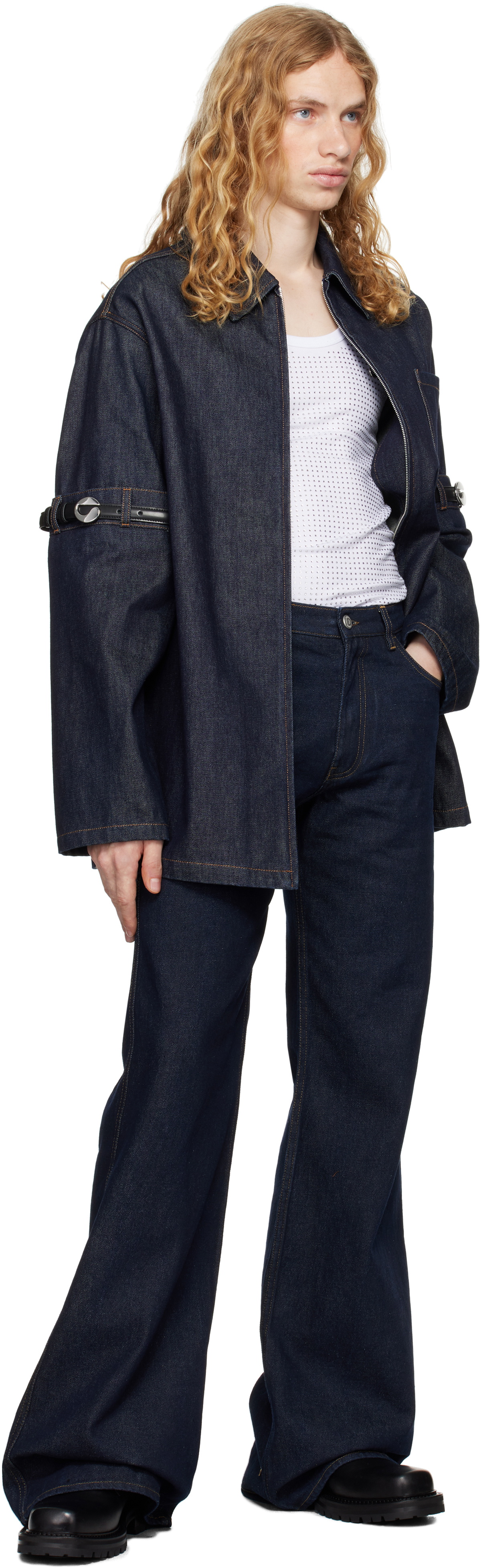 Coperni Navy Raw Hybrid Denim Overshirt