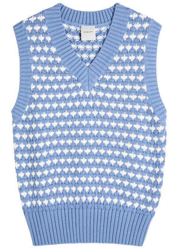 Photo: Varley Antonella Patterned Knit Vest Blue