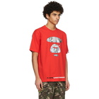 AAPE by A Bathing Ape Red Iridescent Logo Universe T-Shirt