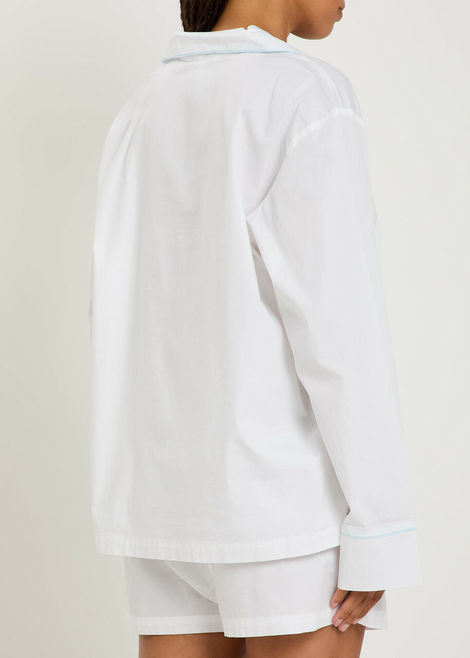 Skims Logo-embroidered Stretch-cotton Poplin Pyjama set White