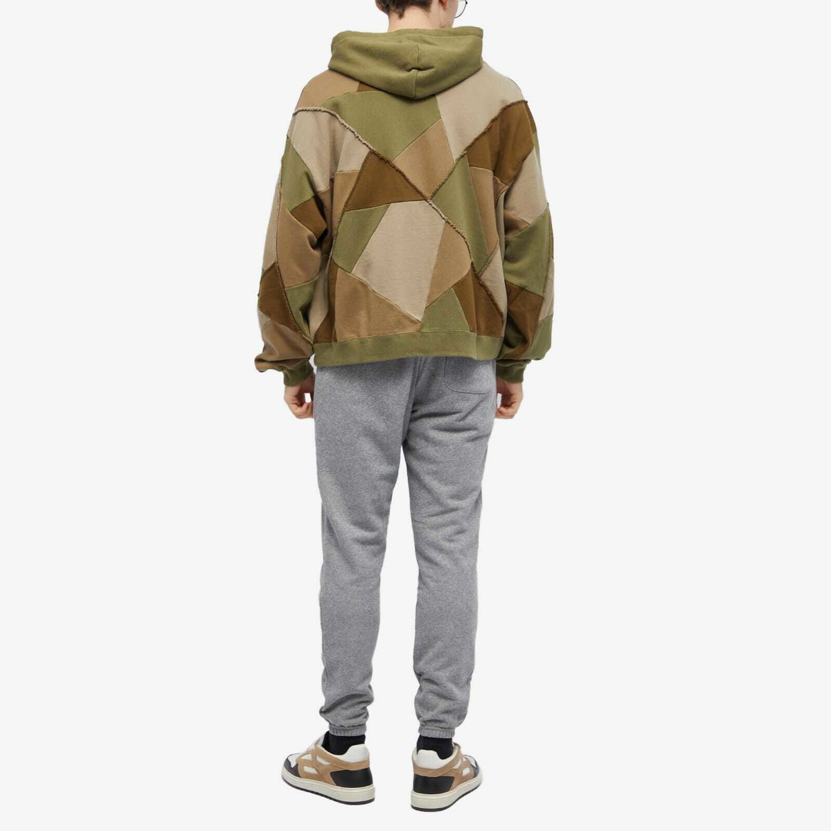John Elliott Men's Quilted Full Zip Hoodie in Olive John Elliott
