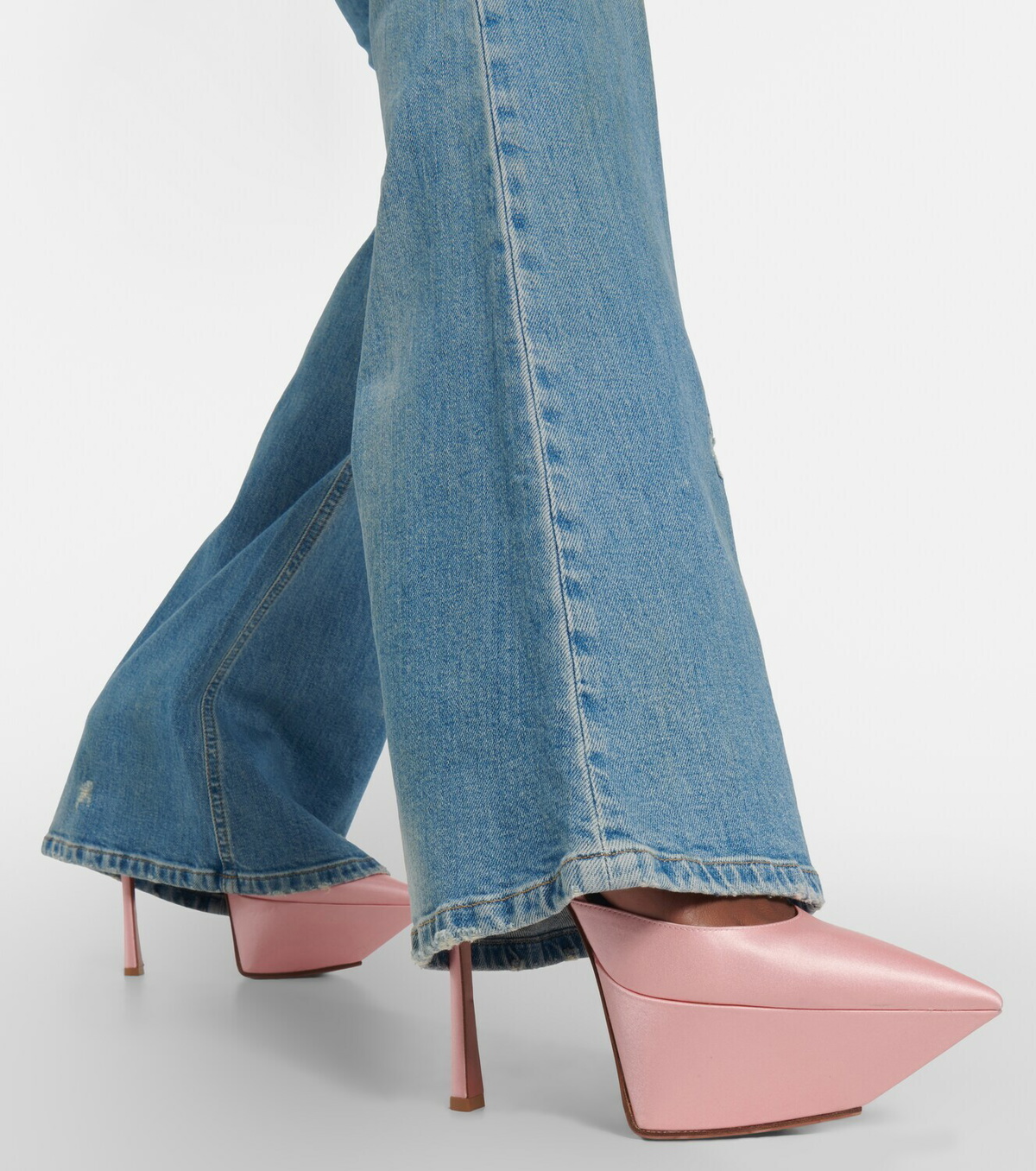 Amina Muaddi - Angelica satin platform pumps