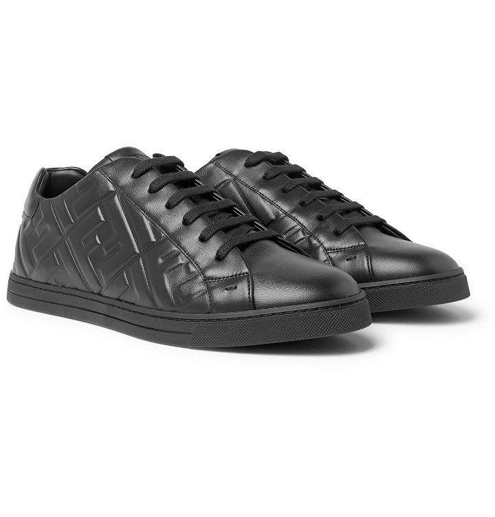 Photo: Fendi - Logo-Embossed Leather Sneakers - Black