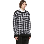 Balmain Black and White Angora Houndstooth Sweater