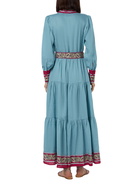 MC2 Saint Barth Woman Light Blue Linen Dress Jensen With Paisley Placed Print