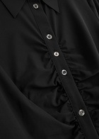 High Satisfy Gathered Stretch-jersey Blouse Black