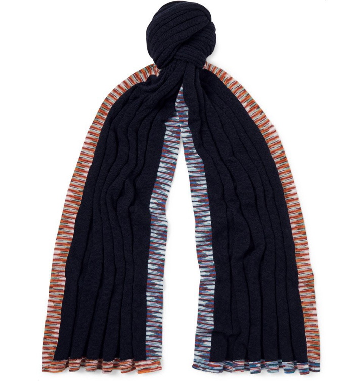 Photo: Missoni - Space-Dyed Cashmere and Wool-Blend Scarf - Navy