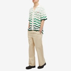 Casablanca Men's Gradient Wave Knit Short Sleeve Shirt in Green/White
