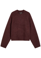 Nili Lotan Tomaso Cashmere and Silk-blend Jumper Burgundy