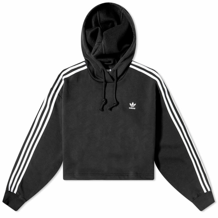 Photo: Adidas Women's 3 Stripe Cropped Hoody in Black